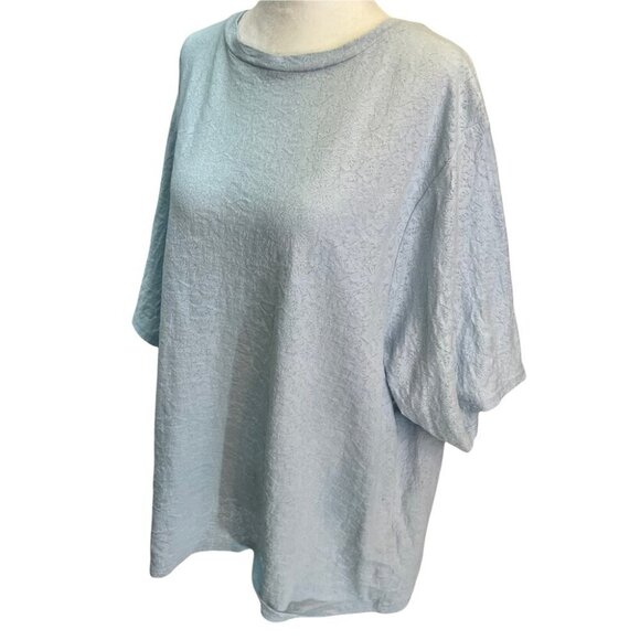 topshop💙boyfriend T-Shirt Light Blue Flower Embossed Size M/L - Picture 4 of 9